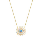 Gold Stone White Evil Eye Necklace