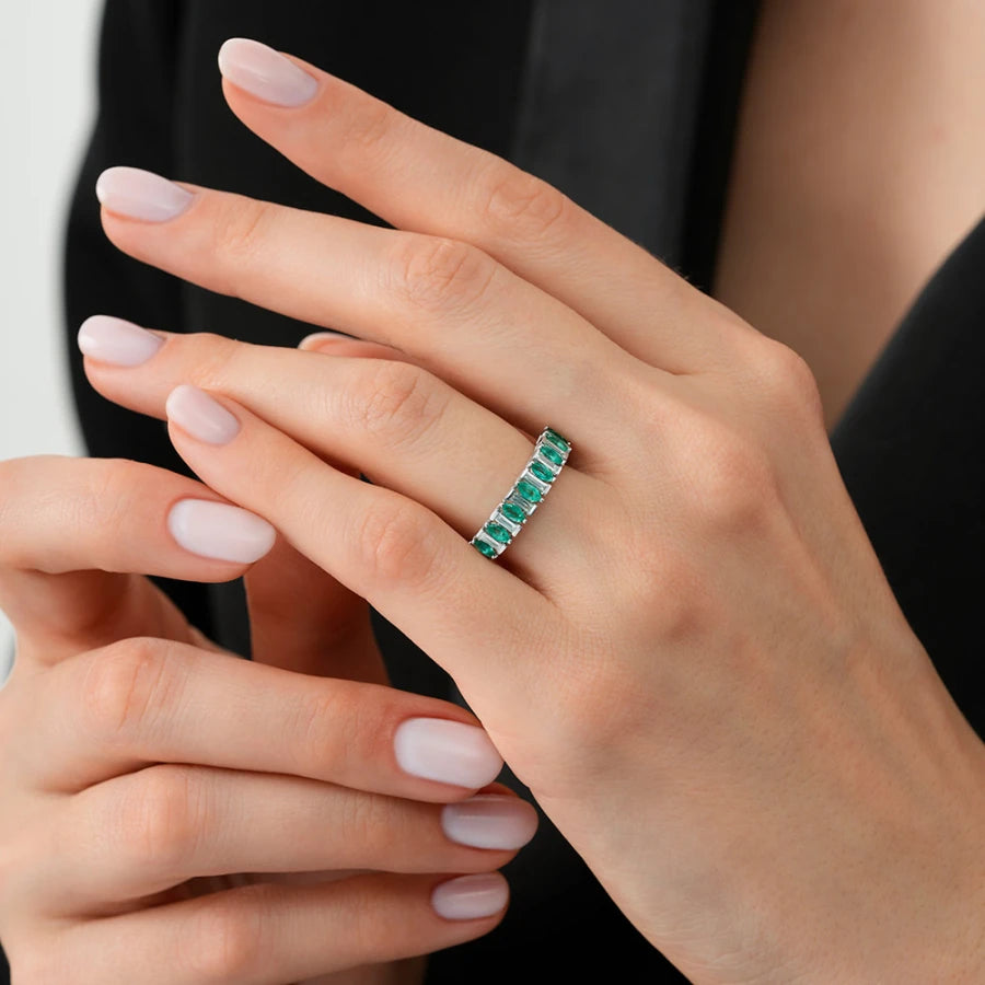 0.86 Carat Diamond Emerald Ring