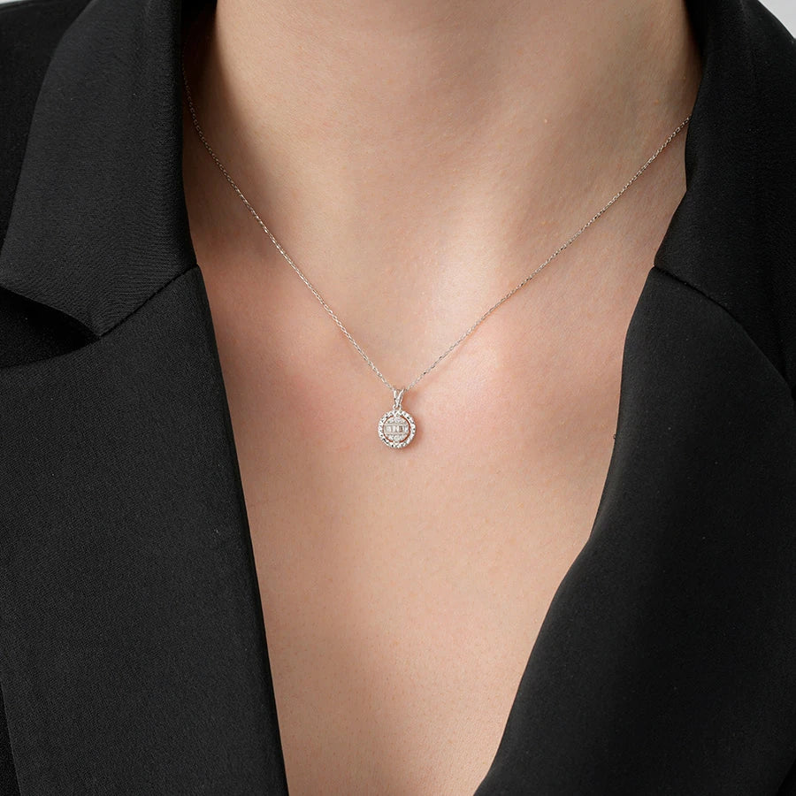 0.08 Carat Diamond-Effect Baguette Necklace