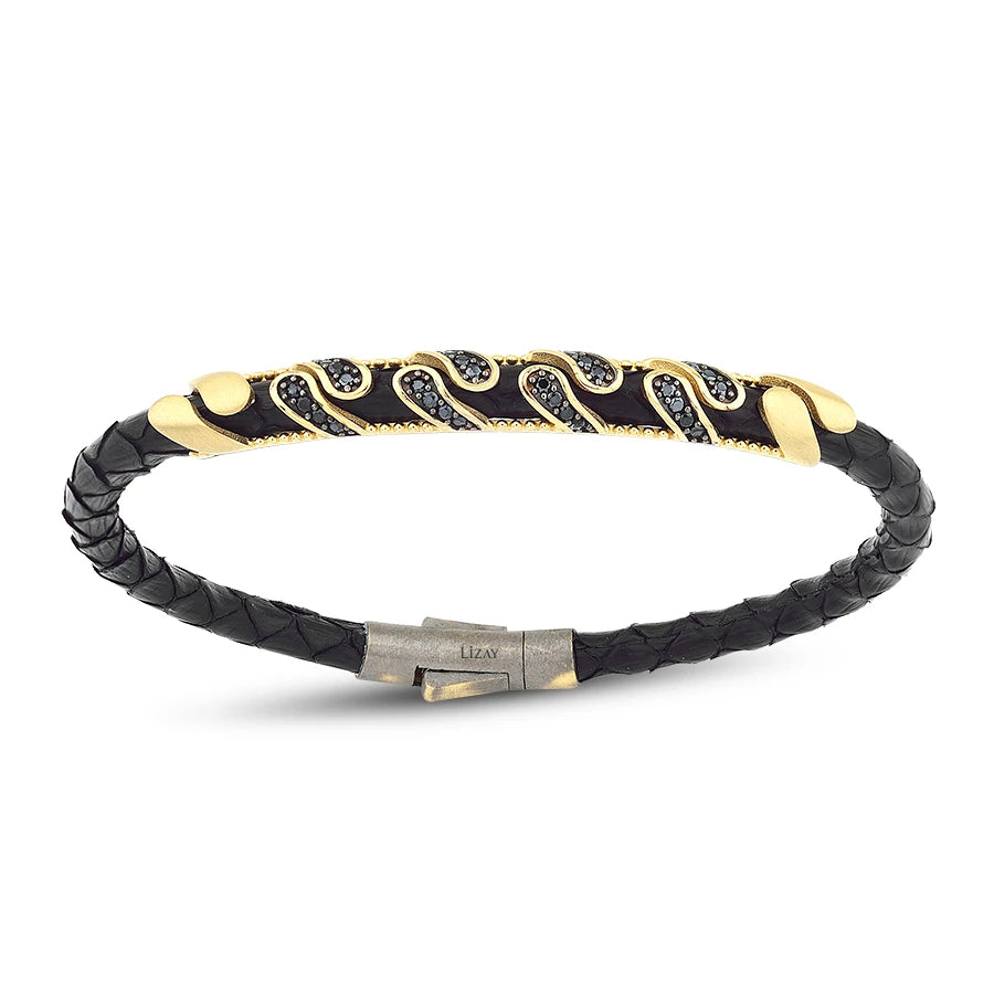 Gold Black Stone Men’s Bracelet