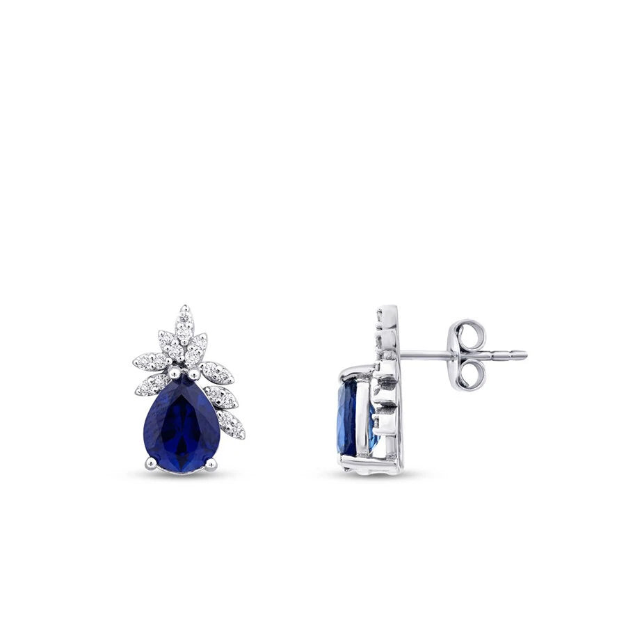 4.23 Carat Diamond Sapphire Earrings