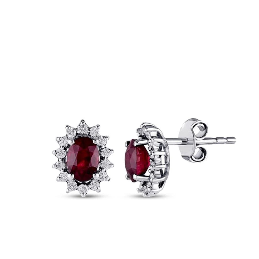 1.53 Carat Diamond Ruby Earrings
