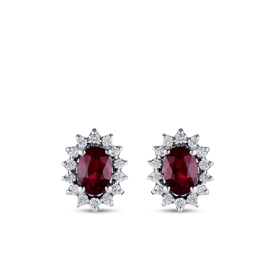 1.53 Carat Diamond Ruby Earrings