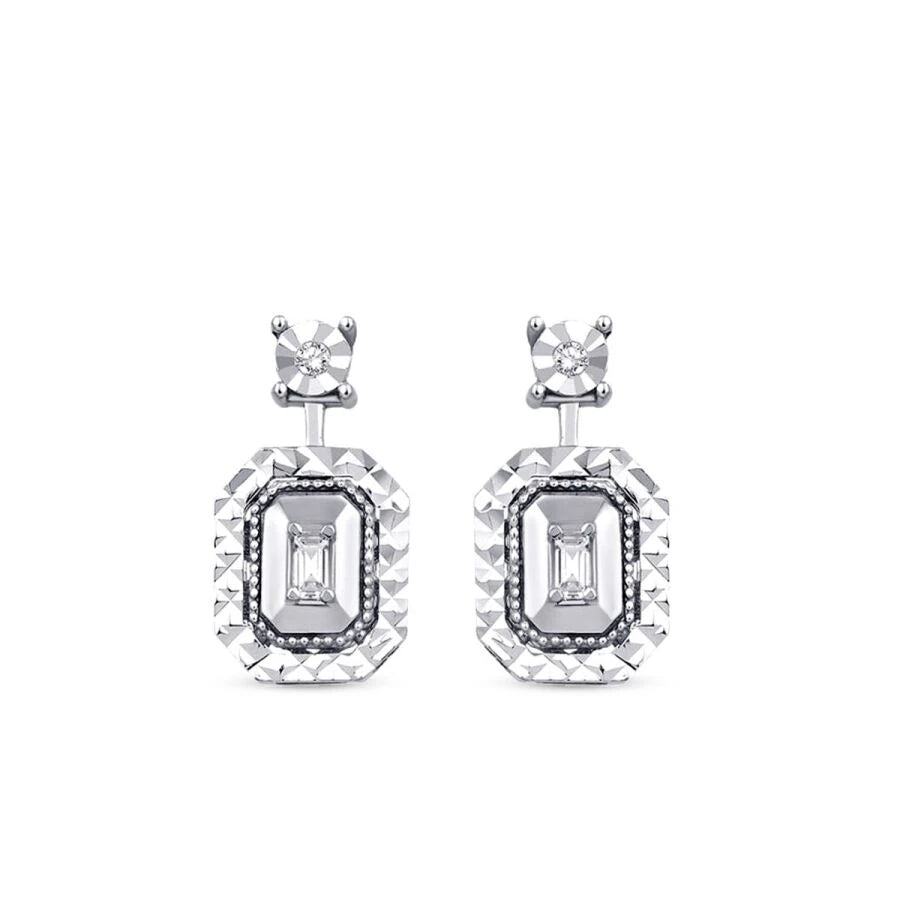 0.09 Carat Diamond-Effect Baguette Earrings