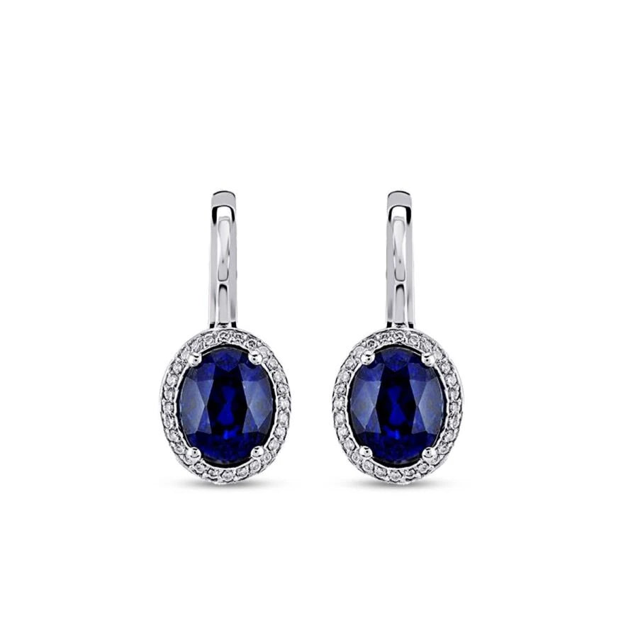4.67 Carat Diamond Sapphire Earrings