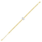 Gold Armband mit Kette und Baguette-Steinen