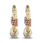 Dreifarbige, gedrehte Kugel-Creolen aus Gold