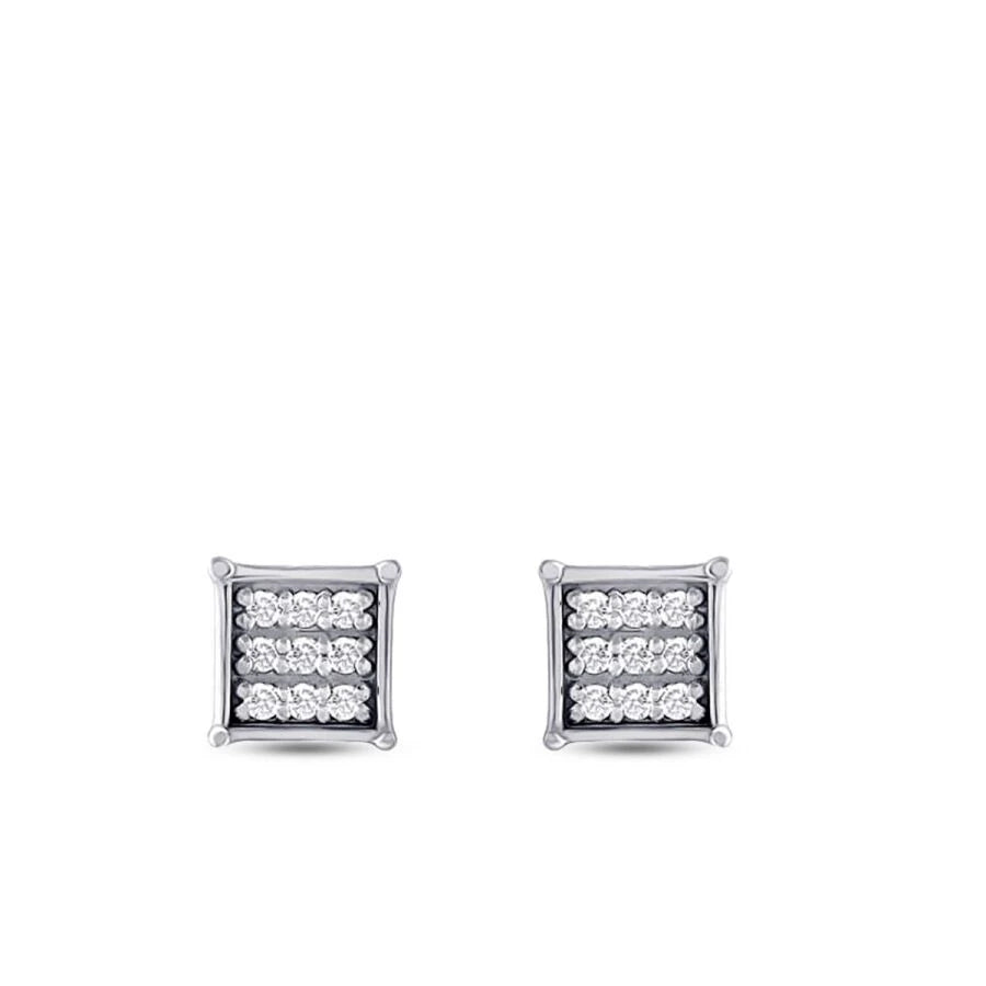 0.11 Carat Diamond Square Earrings