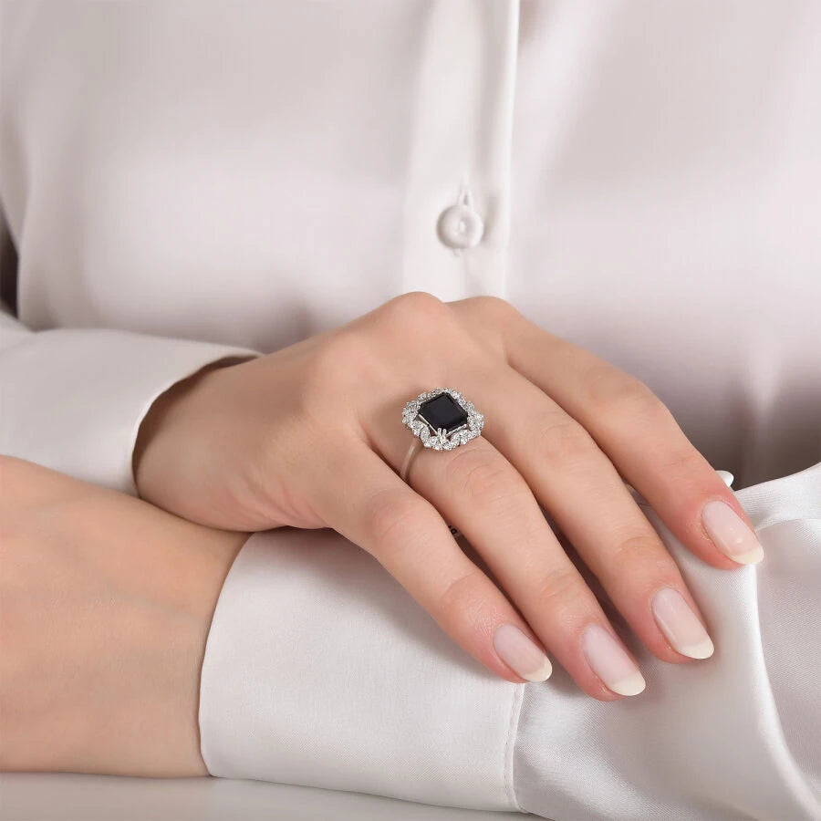 3.28 Carat Diamond Sapphire Ring