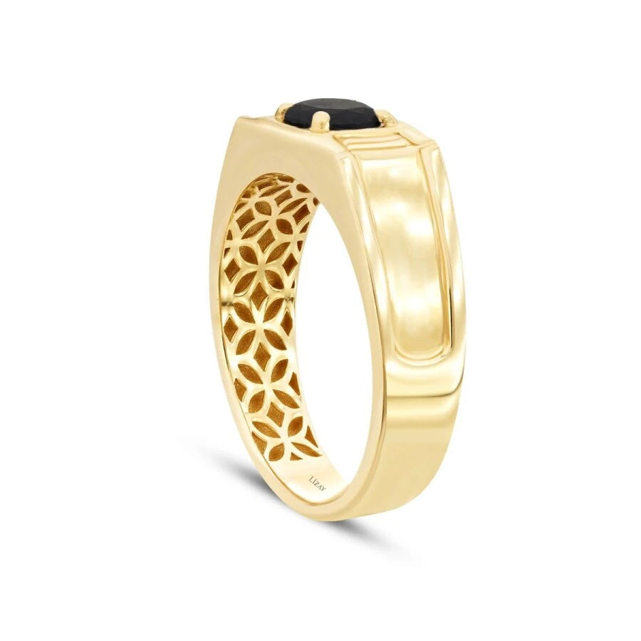 Gold Single Black Stone Men’s Ring