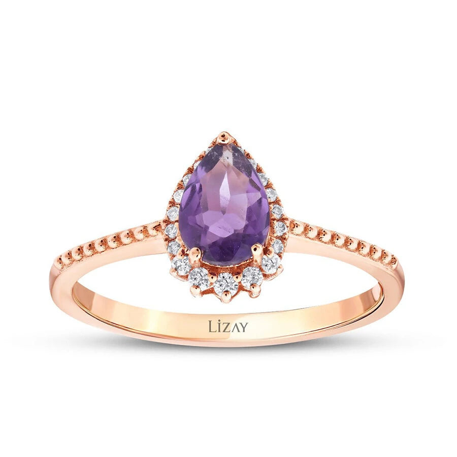 0,56 Karat Diamant-Amethyst-Ring