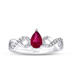 0.76 Carat Diamond Pear Ruby Ring