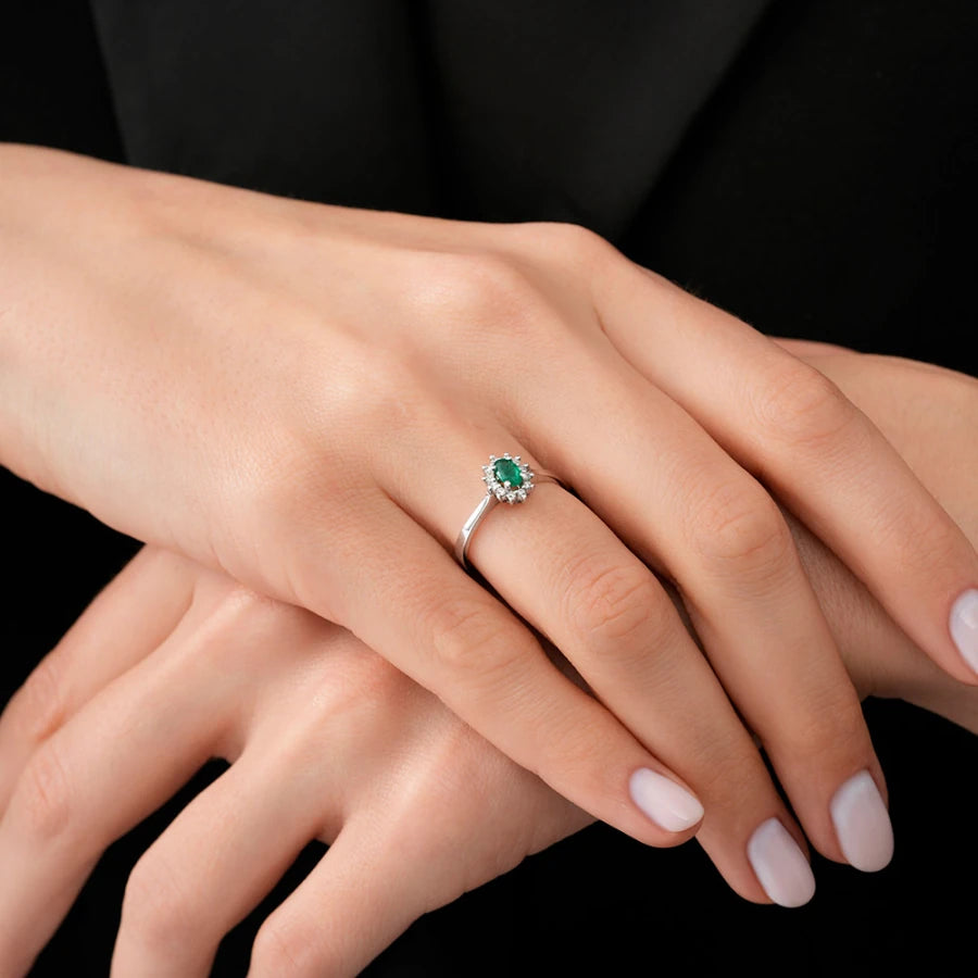 0.35 Carat Diamond Emerald Ring