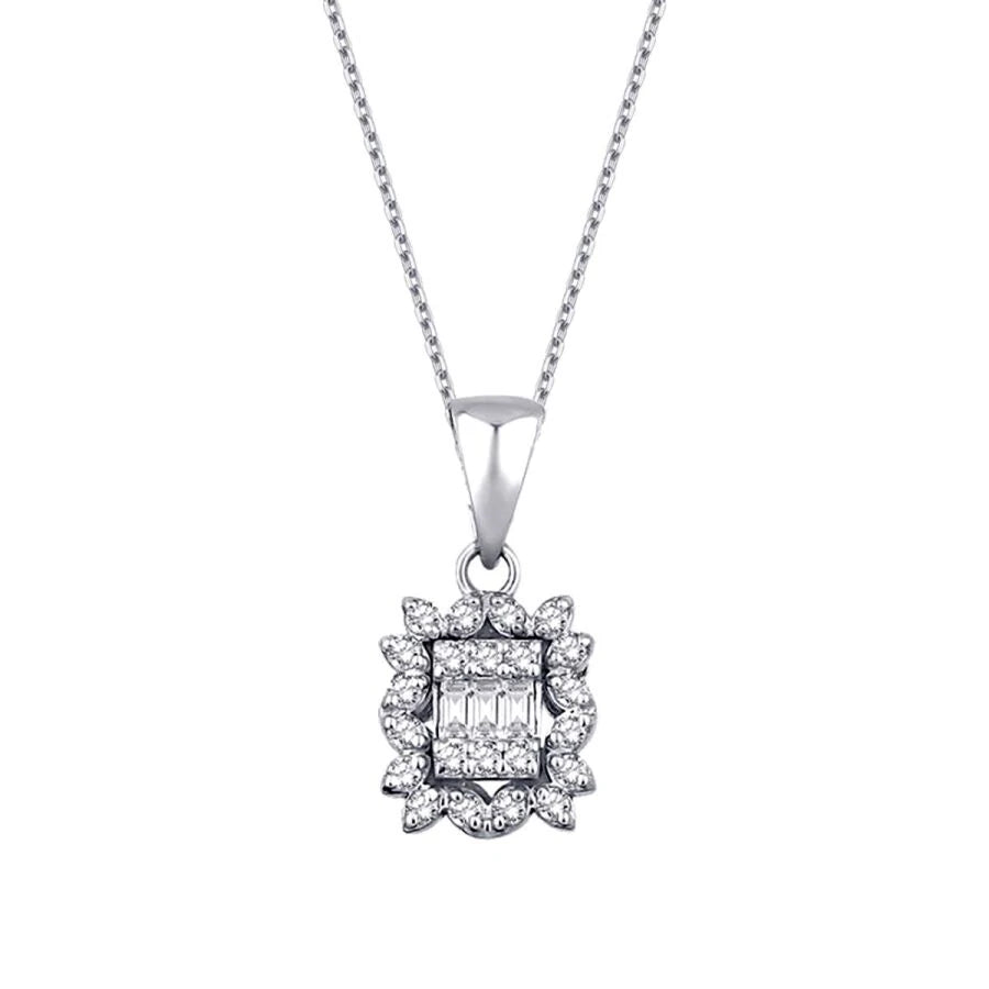 0.10 Carat Diamond Baguette Necklace