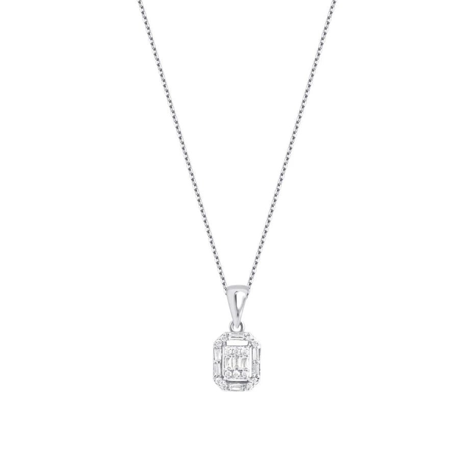 0.14 Carat Diamond Baguette Necklace