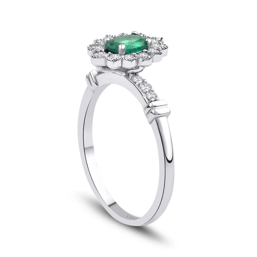 0.71 Carat Diamond Emerald Ring