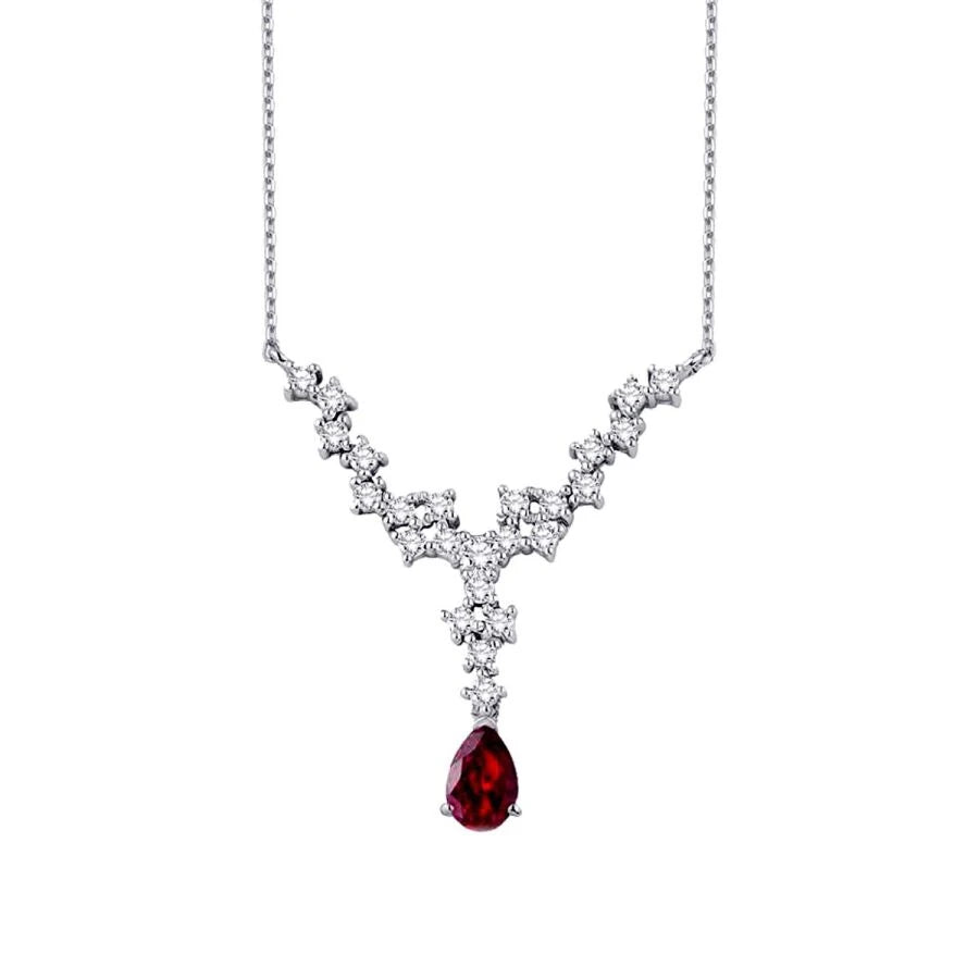 1.04 Carat Diamond Pear Ruby Necklace