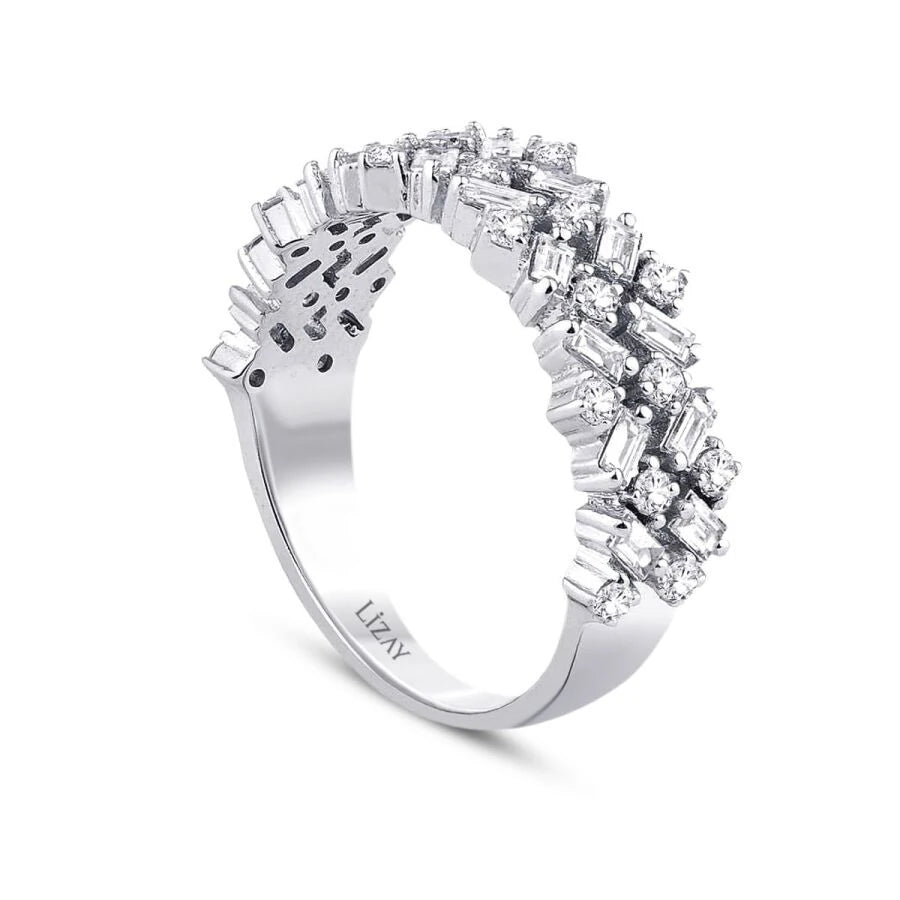 0,80 Karat Diamant-Halb-Ewigkeits-Baguette-Ring