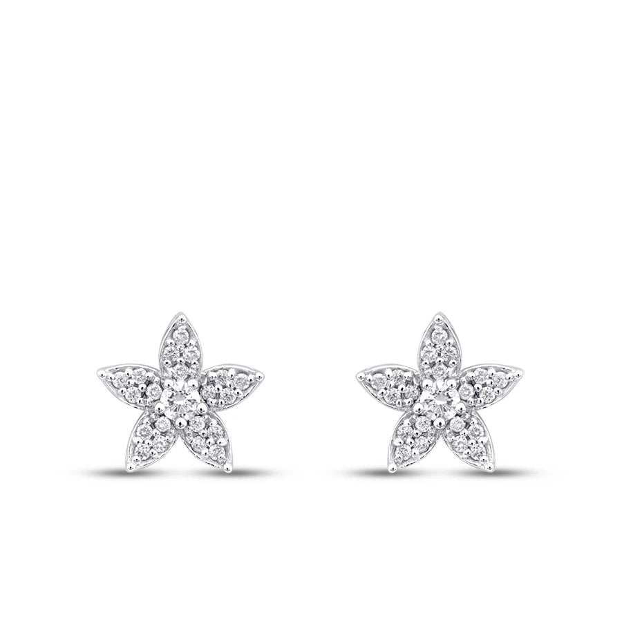 0.34 Carat Diamond Flower Earrings