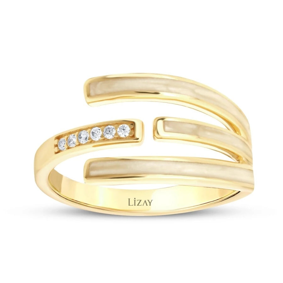 Gold Enameled Spiral Ring