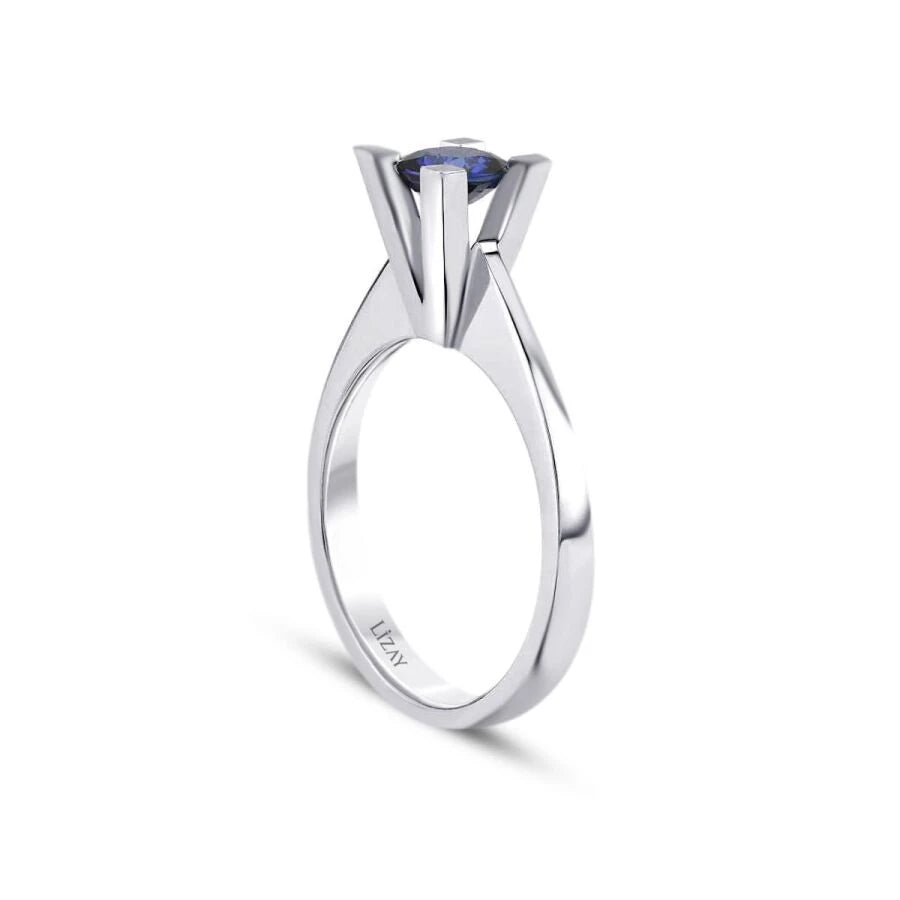 0.58 Carat Round Solitaire Sapphire Engagement Ring