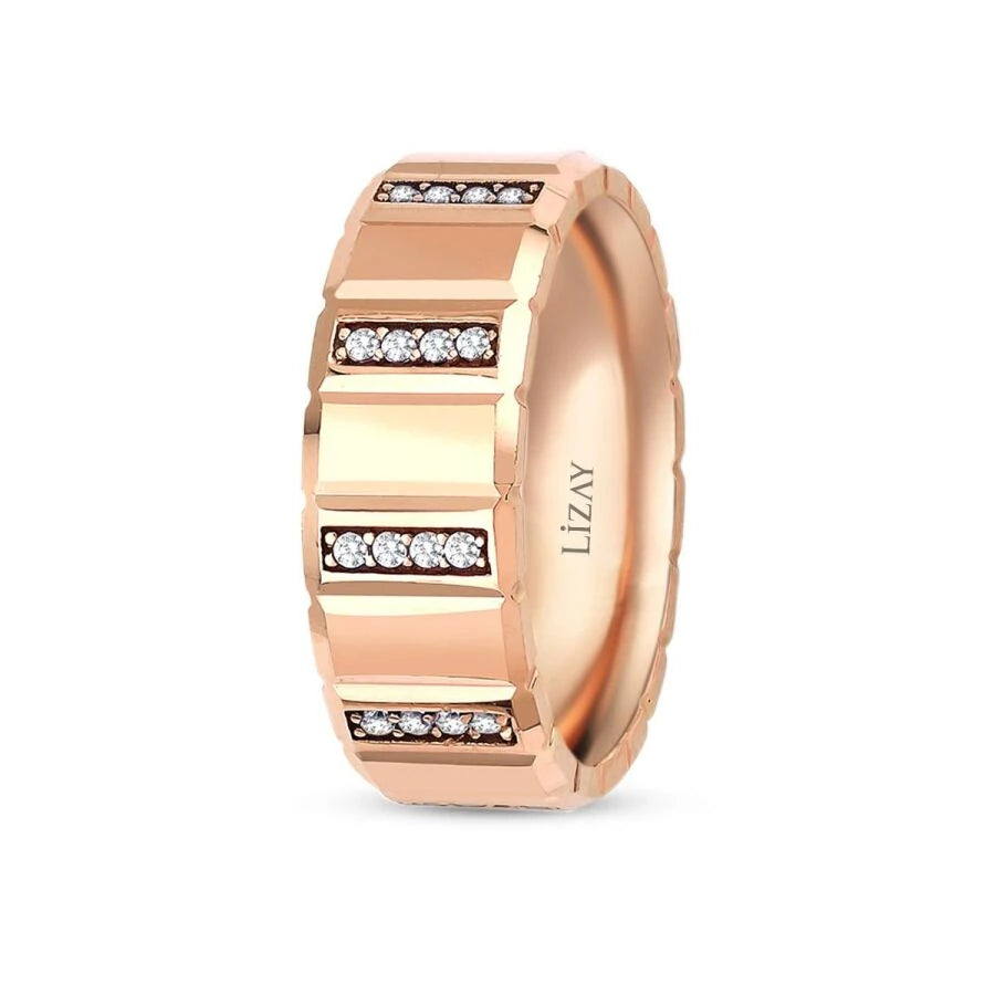 Gold Design Rose Wedding Band