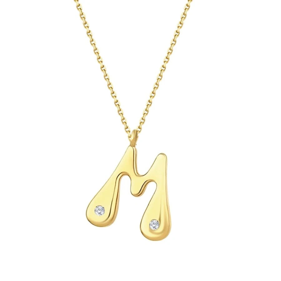Halskette mit 0,04 Karat Diamanten in Form des Buchstabens M