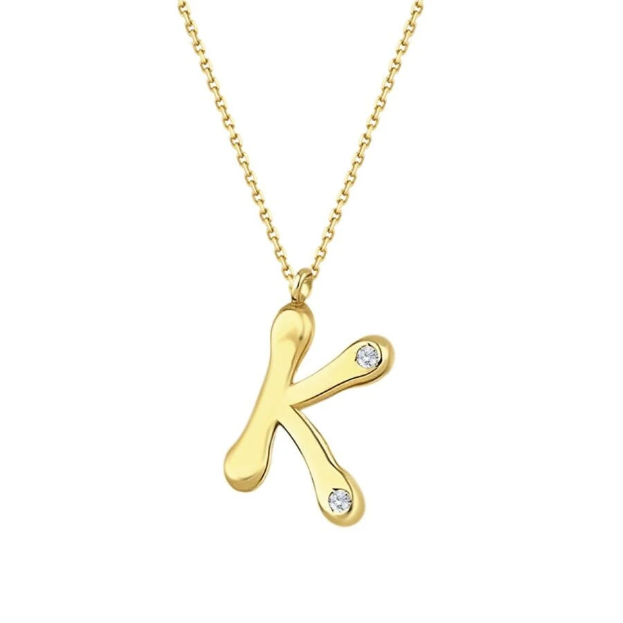 Halskette mit Diamantanhänger in Form des Buchstabens K (0,04 Karat).