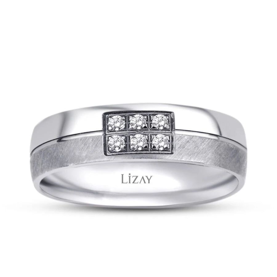 Ehering aus Weißgold mit Zirkonia