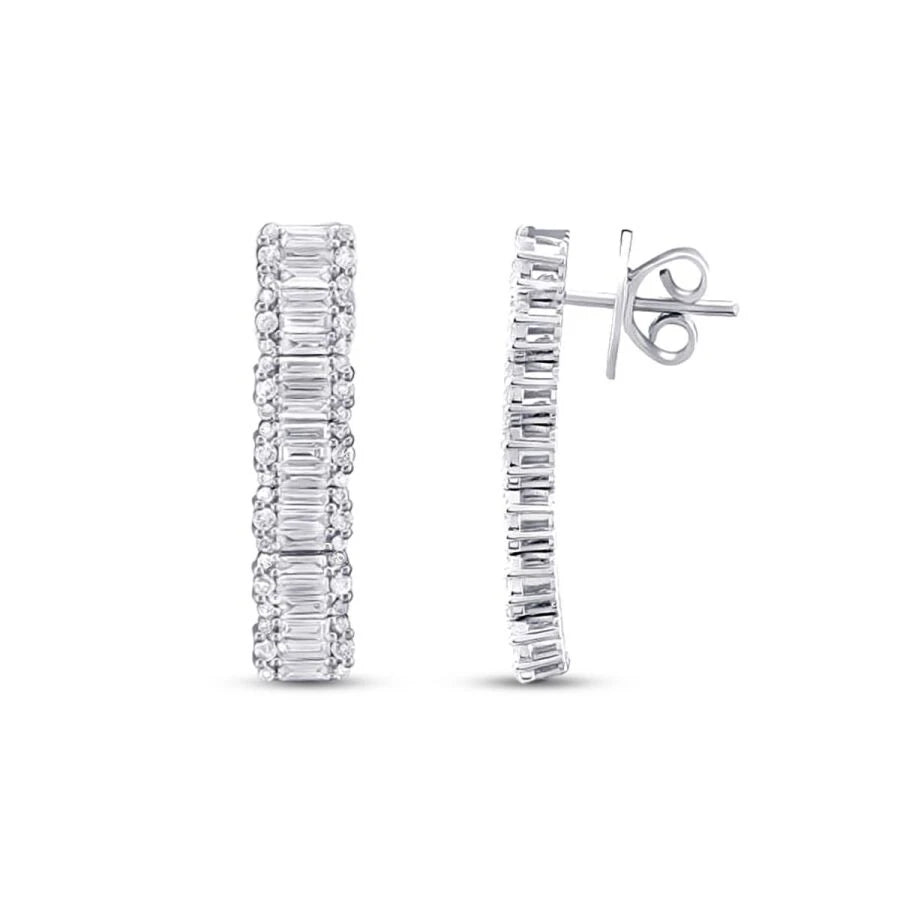1.42 Carat Diamond Baguette Earrings