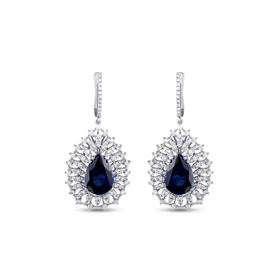 9.49 Carat Diamond Sapphire Earrings