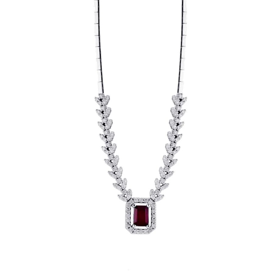 2.45 Carat Diamond Ruby Neckband