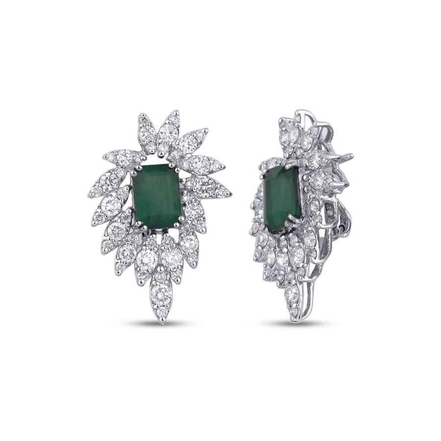 5.00 Carat Diamond Emerald Earrings