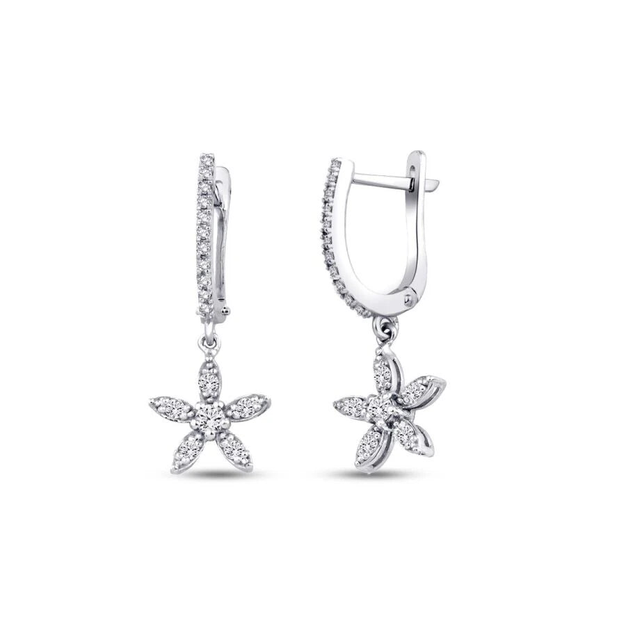 0.35 Carat Diamond Flower Earrings