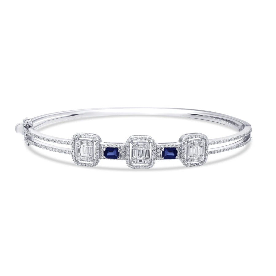 1.84 Carat Diamond Baguette Sapphire Bangle