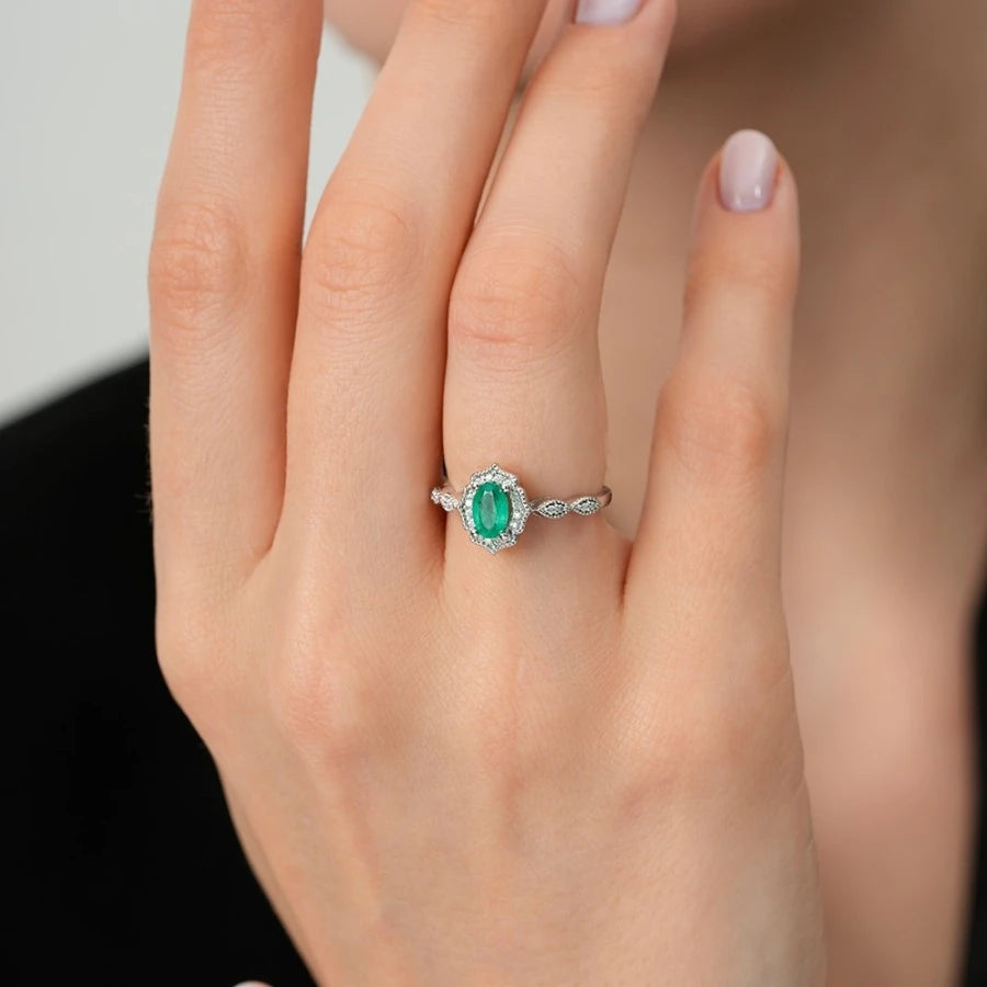 0.47 Carat Diamond Emerald Ring
