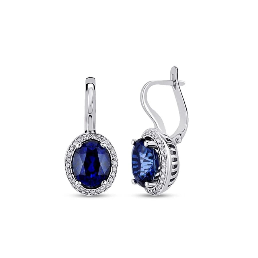 4.67 Carat Diamond Sapphire Earrings