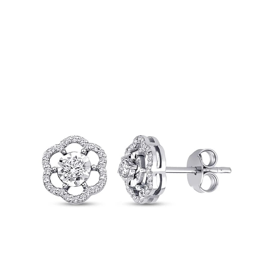0.29 Carat Diamond Flower Earrings