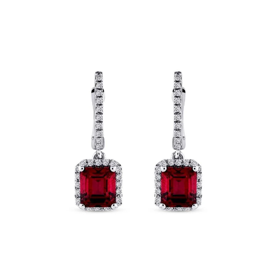 2.22 Carat Diamond Ruby Earrings