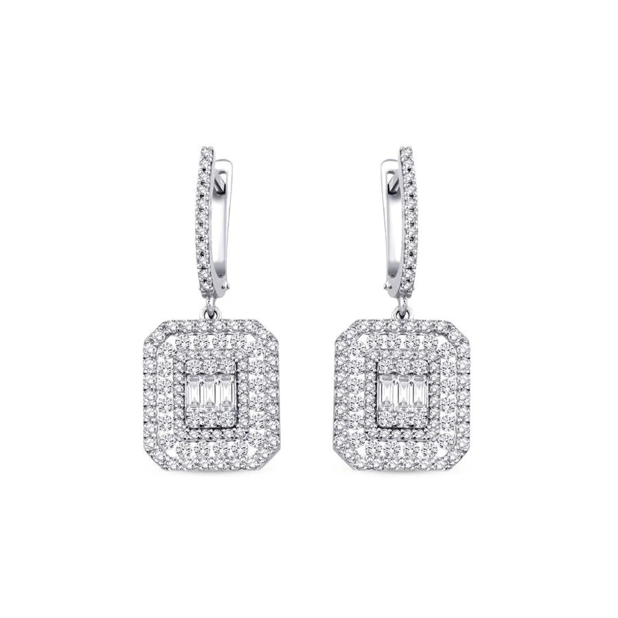 1.48 Carat Diamond Baguette Earrings