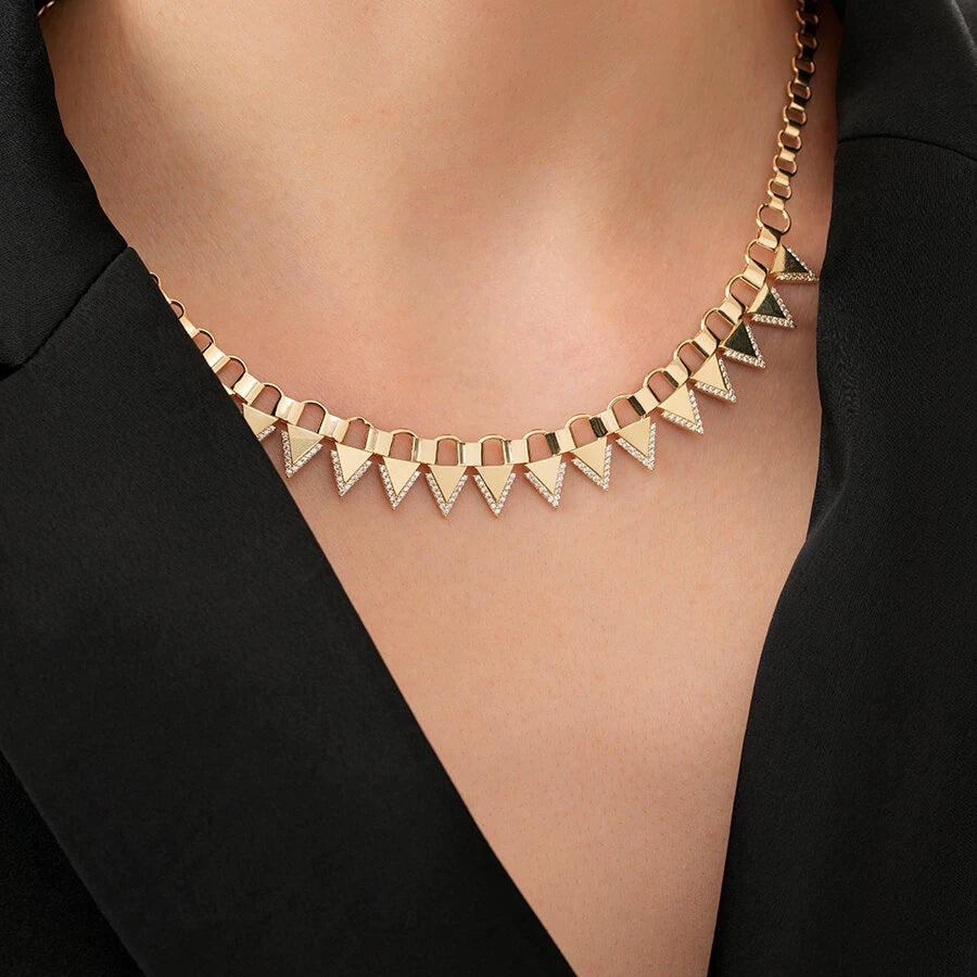 Gold Triangle Stone Collar Necklace