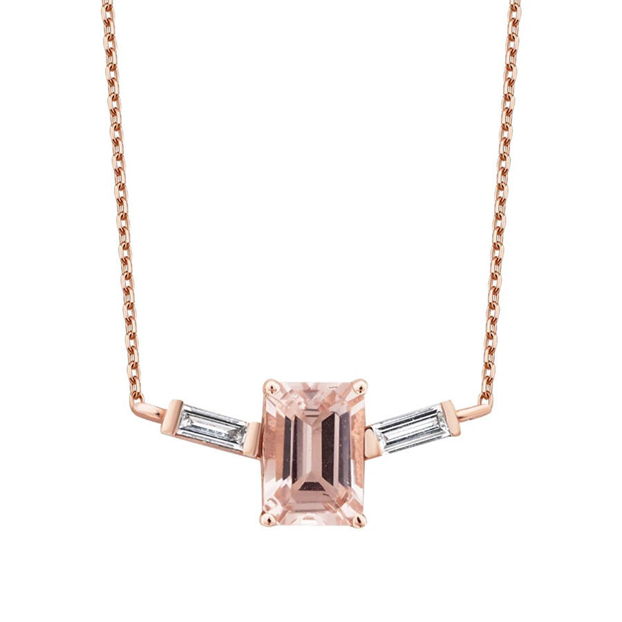 0.65 Carat Diamond Morganite Necklace