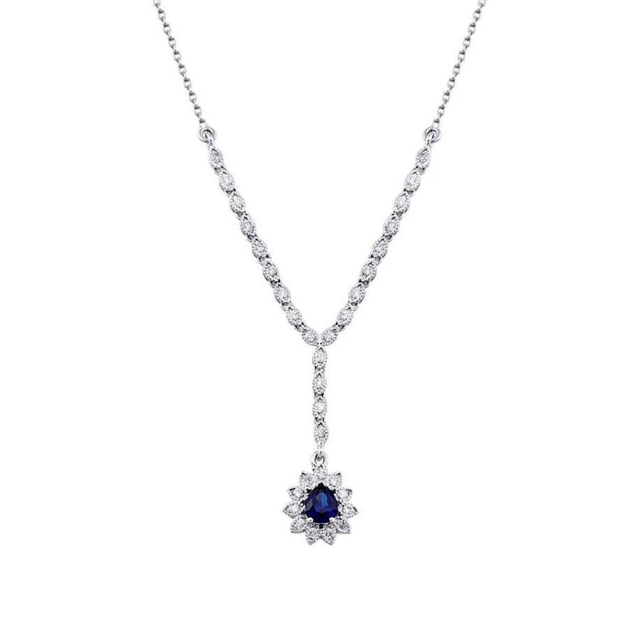 0.78 Carat Diamond Sapphire Necklace