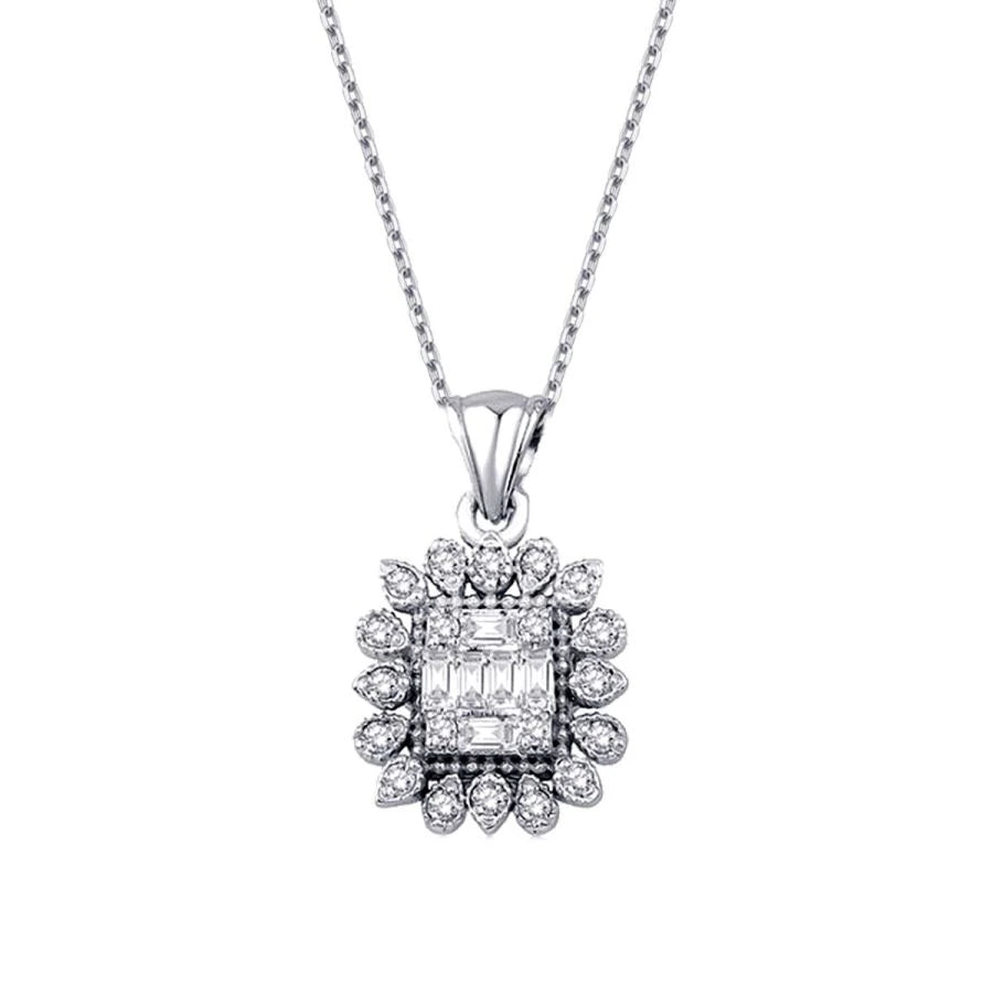 0.12 Carat Diamond Baguette Necklace