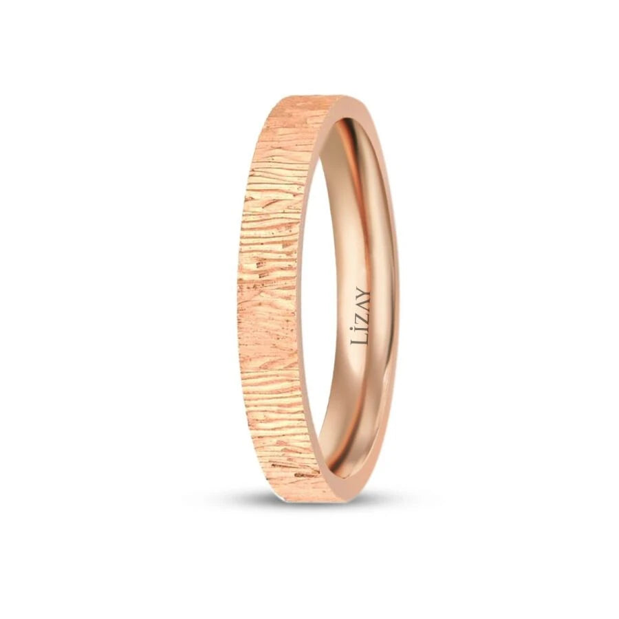 Rose Gold Patterned Wedding Band