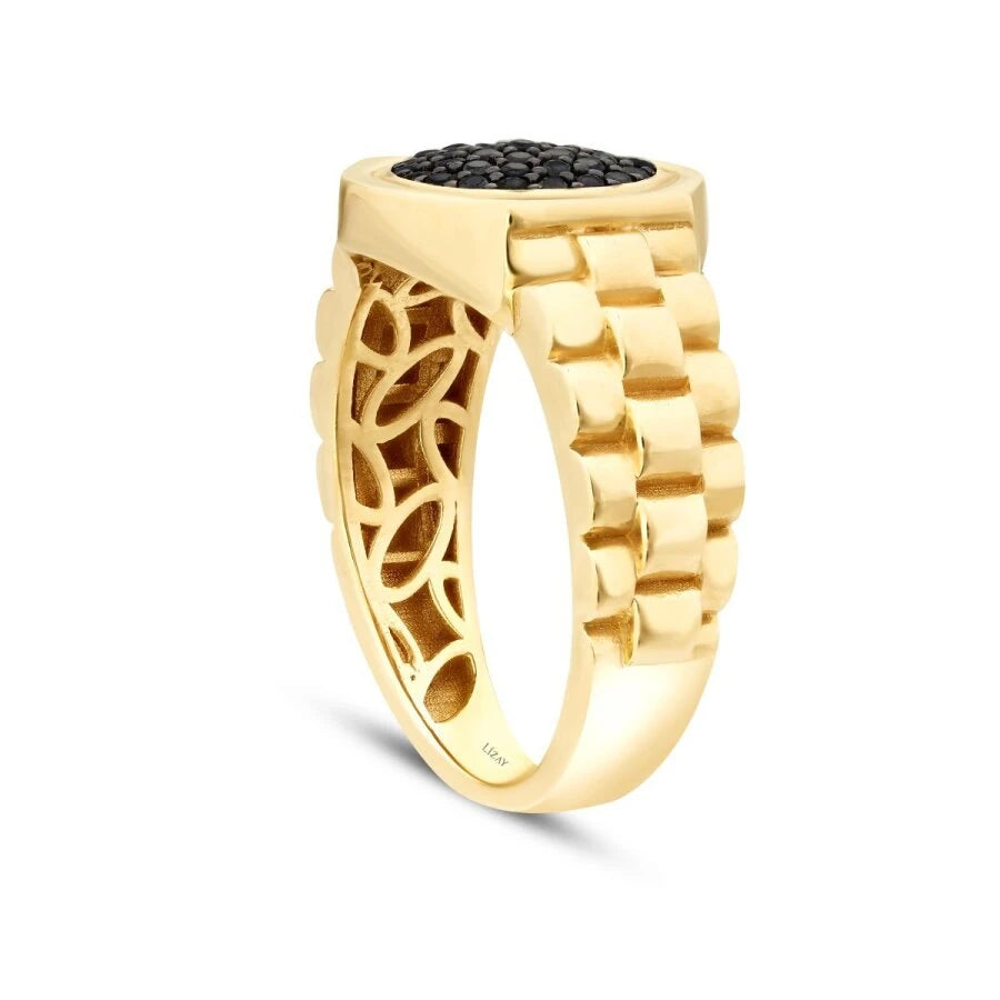Gold Chain Black Stone Men’s Ring