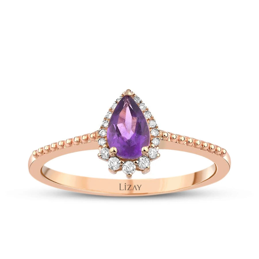 0,43 Karat Diamant-Amethyst-Ring