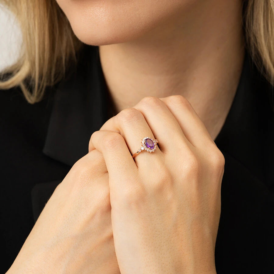 0,98 Karat Diamant-Amethyst-Ring