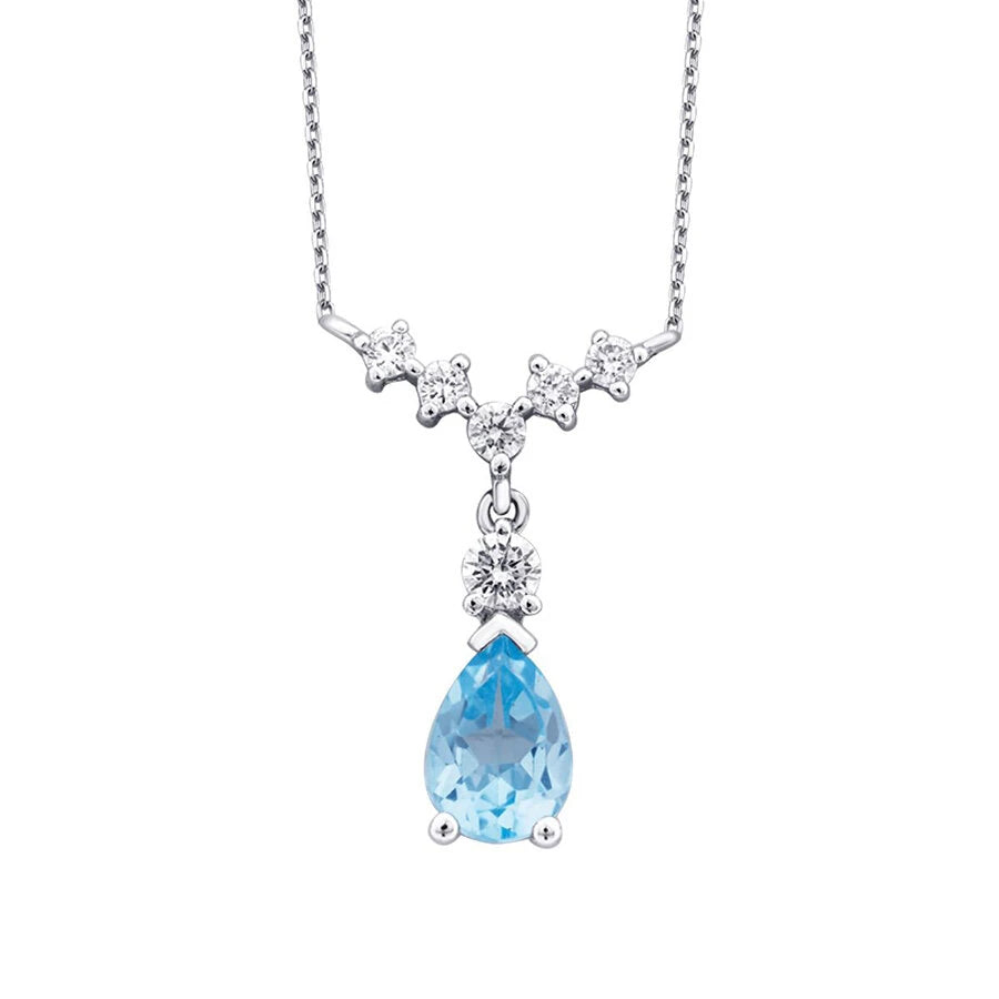1.05 Carat Diamond Blue Topaz Necklace