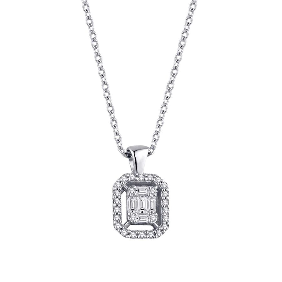 0.14 Carat Diamond Baguette Necklace